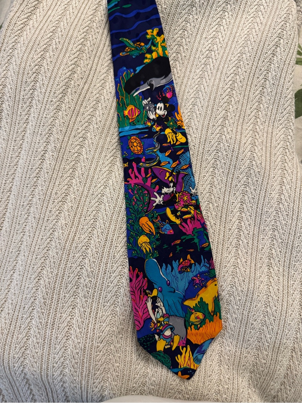 Disney Multicolor Undersea Character Silk Tie Vintage Disney Store